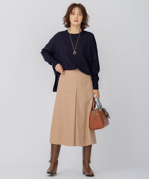 【美品】23区 *ウールミルドストレッチフロントタック Aラインスカート 48 ウールミルドストレッチフロントタック Aラインスカート / 23区
