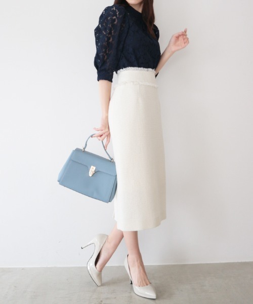 【編集中】　O12　新品　スカート　F　AMBIENT AMBIDEX Store △〇tulip lace jacquard スカート(F クロ): FLAT