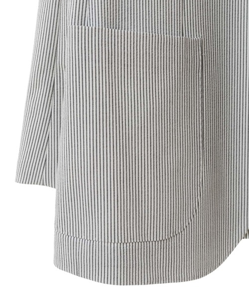 美品　メンズメルローズ　シアサッカー　サマージャケット　ストレッチ　XL　黒 美品 メンズメルローズ シアサッカー サマージャケット