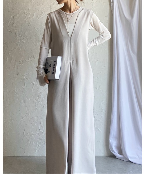 She's Closet サロペット オーバーオール 深Vネックフロントタック
