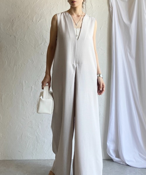 She's Closet サロペット オーバーオール 深Vネックフロントタック