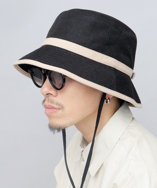 Mr.COVER 帽子 ハット ジュートシート ダウンブリム あご紐付き