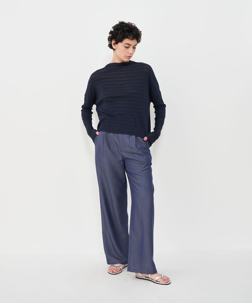 GALERIE VIE トップス GALERIE VIE tシャツ シアーボーダーリブ ボトルネックプル