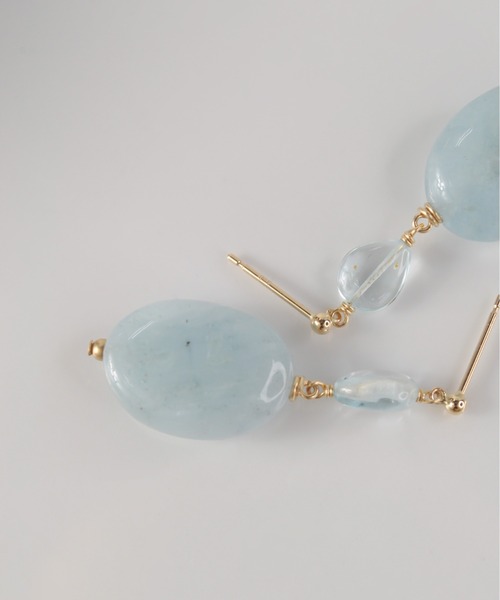 anq. ピアス 「anq.」K10・K14GF アクアマリン、ブルートパーズ