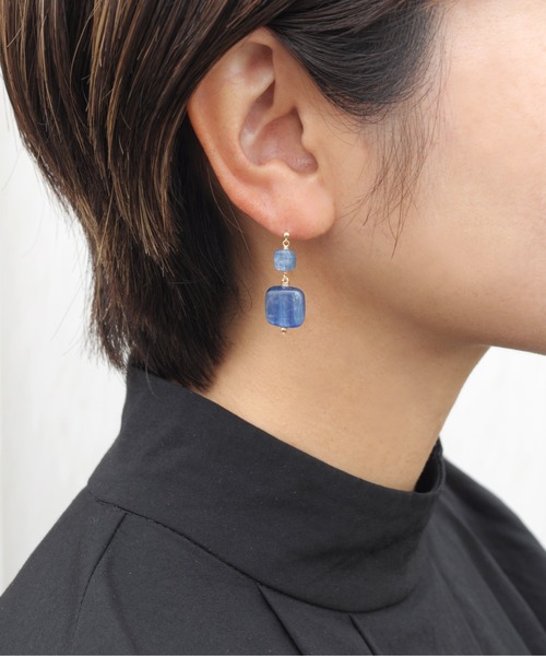 anq. ピアス 「anq.」K10・K14GF アクアマリン、ブルートパーズ