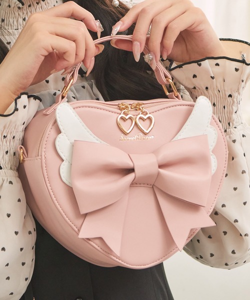 バッグ PINK RIBBON SecretDoor ショルダーバッグ バッグ 2WAY ハート 羽 エンジェル