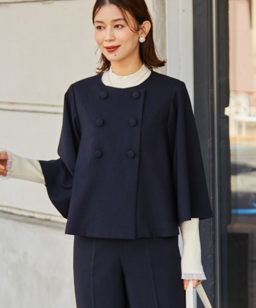（本日限定値下）エフロレッセンス セットアップ ネイビーL ビッチ Vicci カットテーラードジャケットセットアップ(フルレングス