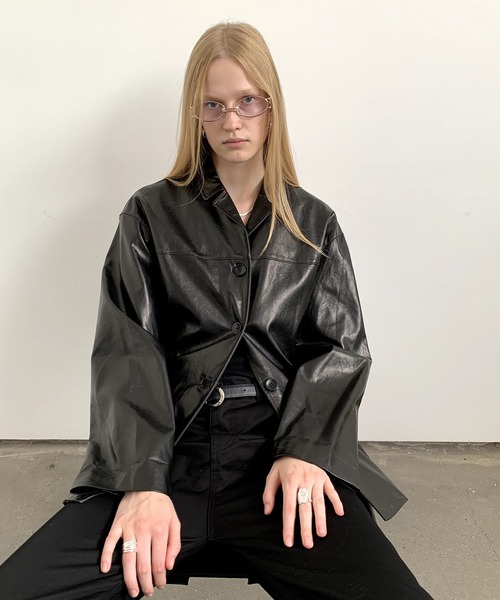 ジャケット ライダースジャケット 「led.tokyo」ハイネックショート