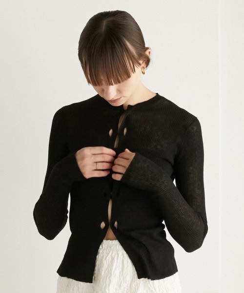 LAPAUDEGEM front hole cardigan カーディガン 黒 LAPAUDEGEM フロントホールカーディガン BLACK