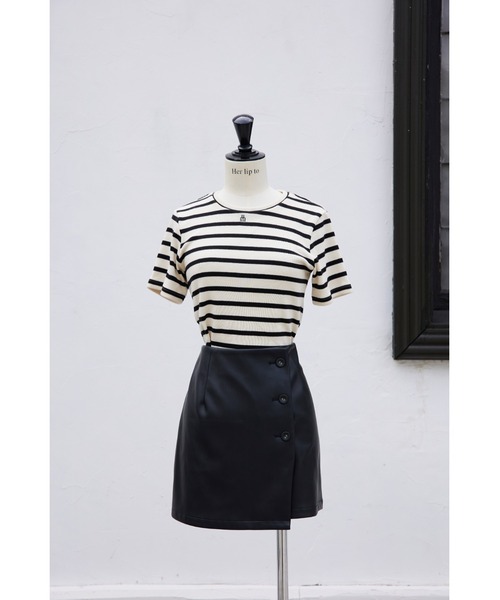 ★新品★タグ付★herlipto♡Trois Logo Ribbed Tee★M Her lip to tシャツ Trois Logo Ribbed Tee レディース
