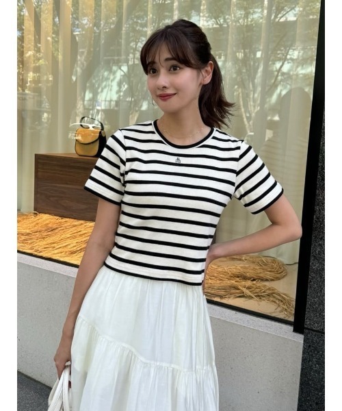 トップス herlipto Trois Logo Ribbed Tee Trois Logo Ribbed Tee（Tシャツ/カットソー）｜Her lip to