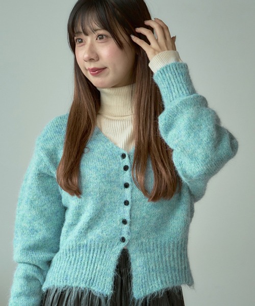 BLANK（ブランク） カーディガン V-neck melange knit cardigan / V