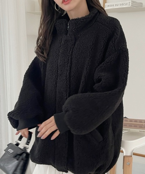 TREOVER ブルゾン アウター スタンドカラーモンスターボアジャケット