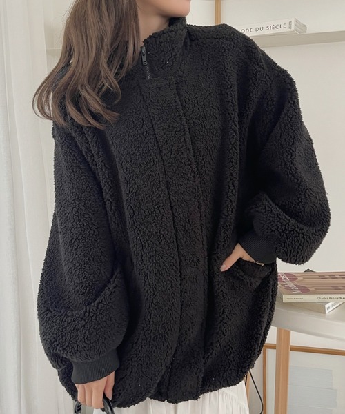 TREOVER ブルゾン アウター スタンドカラーモンスターボアジャケット