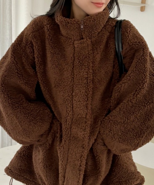 TREOVER ブルゾン アウター スタンドカラーモンスターボアジャケット