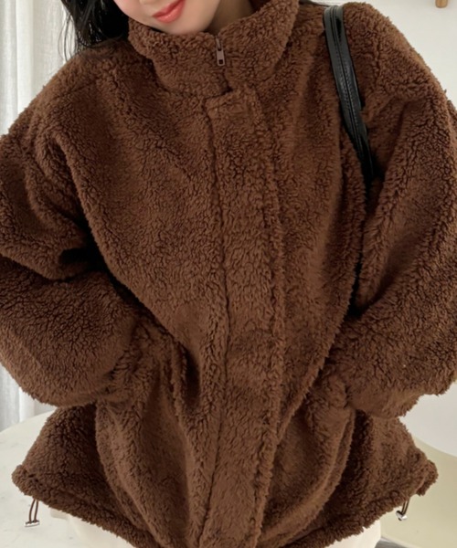 アウター TREOVER ブルゾン アウター スタンドカラーモンスターボアジャケット