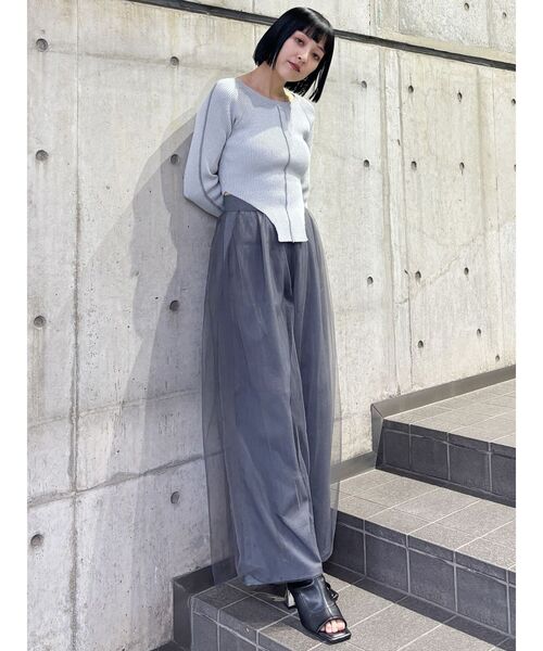 MURUA パンツ チュールレイヤードワイドパンツ レディース