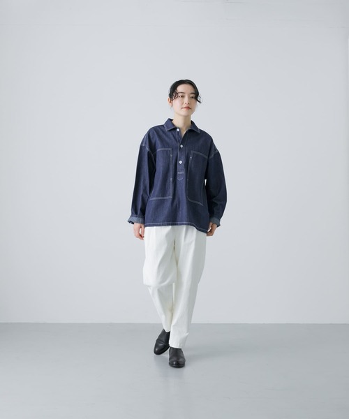 新品かぐれデニムプルオーバーシャツINDIGO