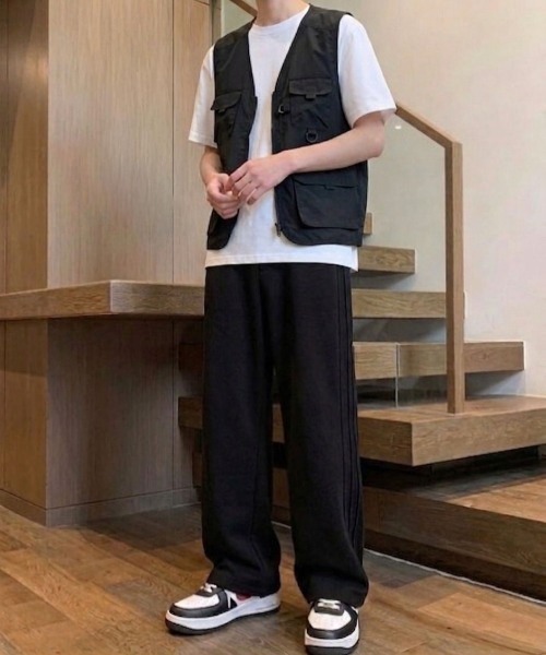 link lot ワイドパンツ スウェットパンツ ジャージ サイドプリーツ