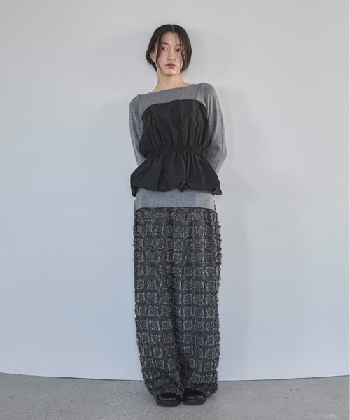 ブラウス シャツ 「新色追加！BEI/BLU」バルーンビスチェ レディース M-LINE ブラウス シャツ 「新色追加！BEI/BLU」バルーンビスチェ