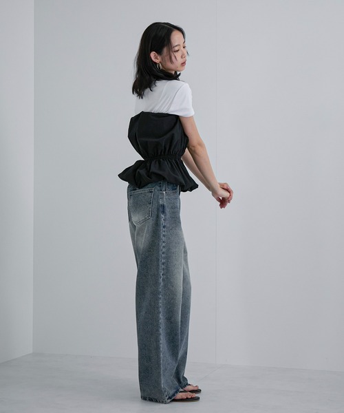 ブラウス シャツ TNタフタビスチェ付きシャツ レディース feepur ブラウス シャツ タフタバルーンビスチェ レディース