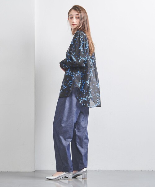 UNITED ARROWS ブラウス シャツ オーガンジー プリントシャツ