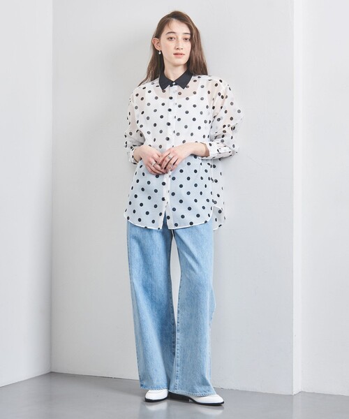 UNITED ARROWS ブラウス シャツ オーガンジー プリントシャツ