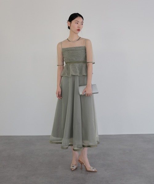 LEJA ローズペプラムビスチェAラインドレス Leja ドレス 「LEJA」ローズペプラムビスチェAラインドレス