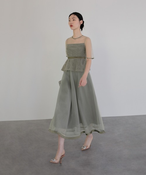 LEJA ローズペプラムビスチェAラインドレス Leja｜LEJA-ローズペプラムビスチェAラインワンピースドレス