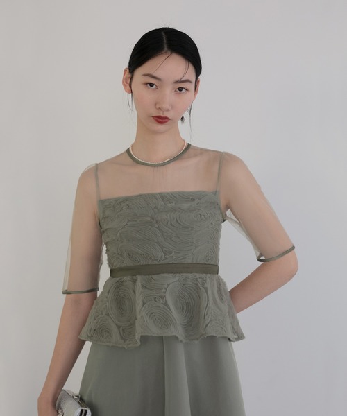 Leja ドレス 「LEJA」ローズペプラムビスチェAラインドレス