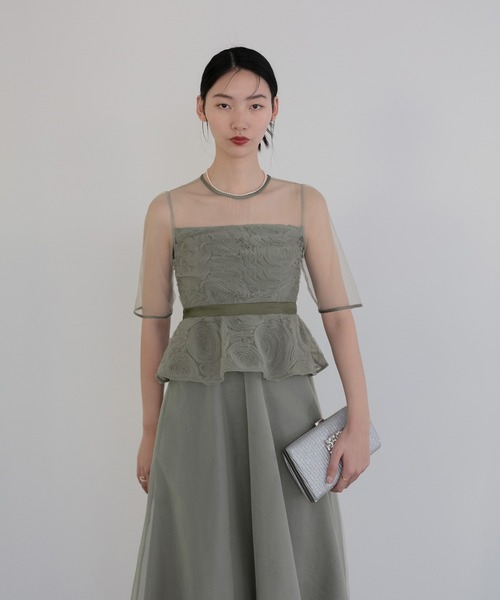 Leja ドレス 「LEJA」ローズペプラムビスチェAラインドレス