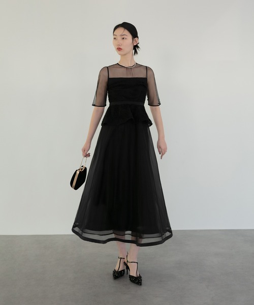 Leja ドレス 「LEJA」ローズペプラムビスチェAラインドレス