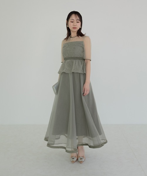 LEJA ローズペプラムビスチェAラインドレス Leja ドレス 「LEJA」ローズペプラムビスチェAラインドレス