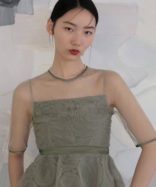 Leja ドレス 「LEJA」ローズペプラムビスチェAラインドレス