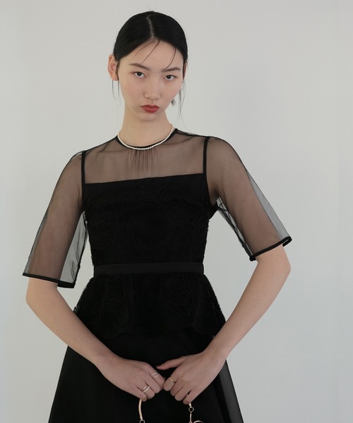 Leja ドレス 「LEJA」ローズペプラムビスチェAラインドレス