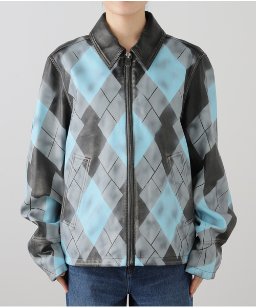 ジャケット・アウター MASU ARGYLE LEATHER SPORTS JACKET MASU(エムエーエスユー)のARGYLE LEATHER SPORTS JACKETの通販