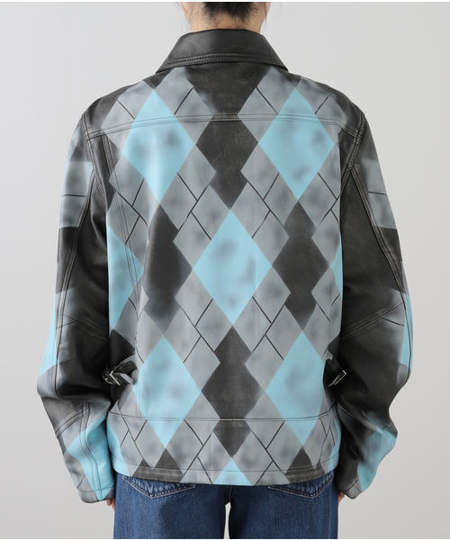MASU コート アウター ARGYLE LEATHER SPORTS JACKET M25K6BL001
