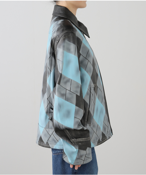 ジャケット・アウター MASU ARGYLE LEATHER SPORTS JACKET MASU（エムエーエスユー）のARGYLE LEATHER SPORTS JACKETの通販