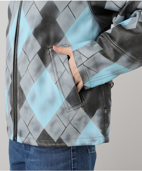 い*え様 MASU ARGYLE LEATHER SPORTS JACKET M A S U】 ARGYLE LEATHER SPORTS JACKET M25K6BL001 – ONENESS