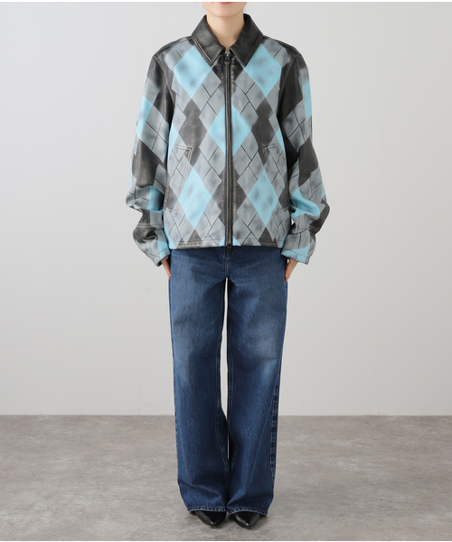 ジャケット・アウター MASU ARGYLE LEATHER SPORTS JACKET MASU（エムエーエスユー）のARGYLE LEATHER SPORTS JACKETの通販