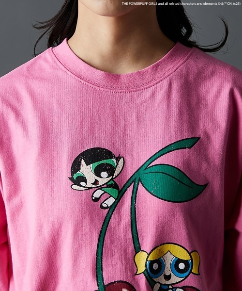 Tシャツ カットソー レディース パワーパフ ガールズ/ 綿100％ チェリー柄ヴィンテージ風 プリント GEVS. 夏 | 6L/8L/10L | ニッセン nissen パワーパフ ガールズ/綿100％チェリー柄ヴィンテージ風プリントT