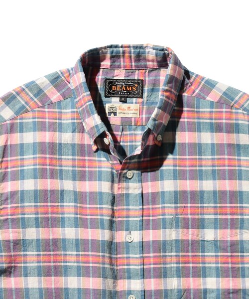 【未使用 タグ付き】BEAMS PLUS B.D. MADRAS 赤系 S 未使用 タグ付き】BEAMS PLUS B.D. MADRAS 赤系 S