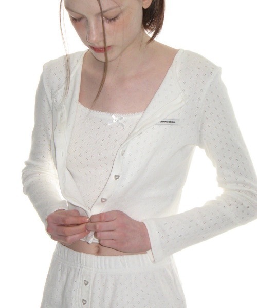 カーディガン 「CRANK」HEART BUTTON EYELET CARDIGAN レディース CRANK（JACKALL） カーディガン 「CRANK」HEART BUTTON EYELET