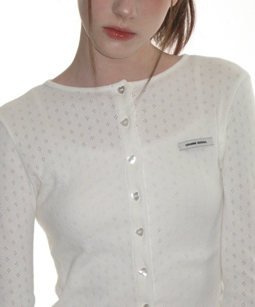 CRANK（JACKALL） カーディガン 「CRANK」HEART BUTTON EYELET