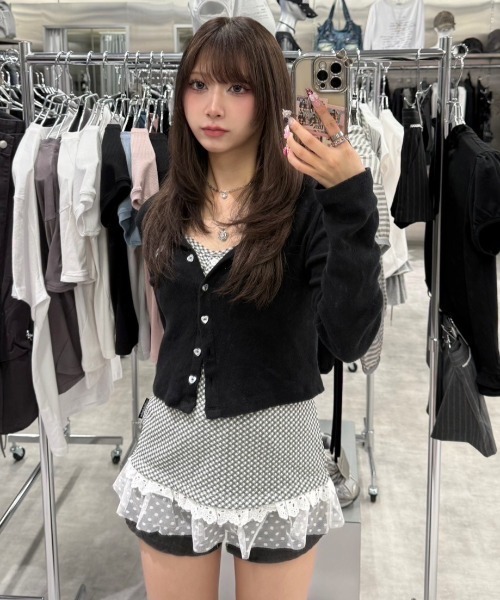 CRANK（JACKALL） カーディガン 「CRANK」HEART BUTTON EYELET
