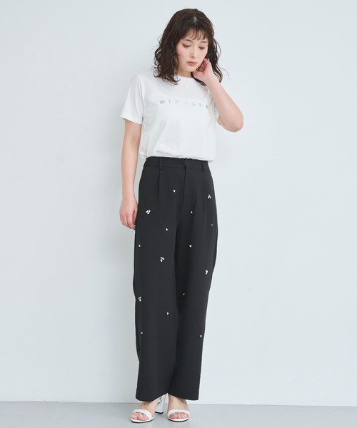 スラックス パンツ ビジュー付きパンツ レディース : ZOZOTOWN Yahoo