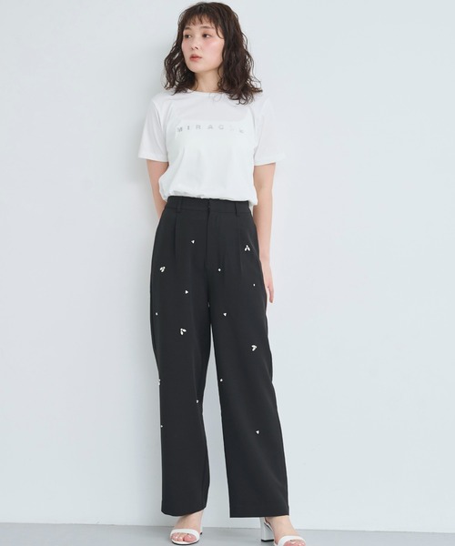 スラックス パンツ ビジュー付きパンツ レディース : ZOZOTOWN Yahoo