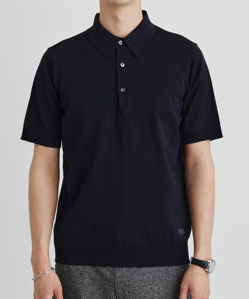 253 PGG 新品タグ付き メンズ 半袖ポロシャツ ニット ダークネイビー M