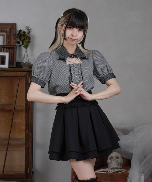 Pal elfy 千鳥チェックブラウス/地雷系 量産型 ブラック系その他 Pal elfy（パルエルフィー）の「千鳥チェックブラウス/地雷系