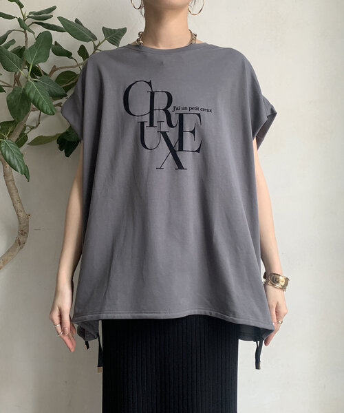 DouDou tシャツ 「WEB限定」ドロストミックスロゴTEE レディース